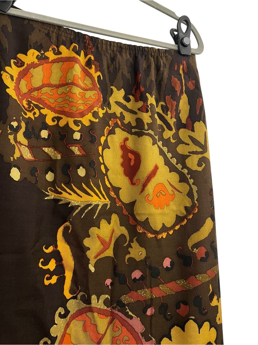 Vintage Silk + Wool Blend Midi Length Skirt with Abstract Floral Design - Picture 10 of 15